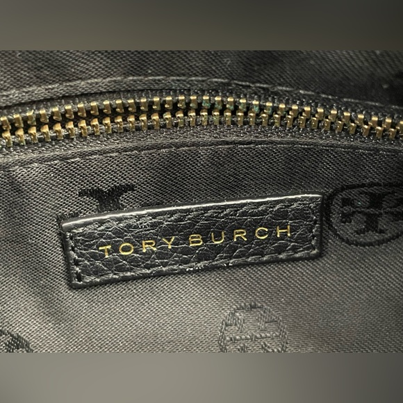 Tory Burch Bombe Black Leather Crossbody with Gold Chain Accents - Picture 9 of 14